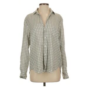 Frank & Eileen Eileen Gray and White Polka Dot Button Down Shirt Small